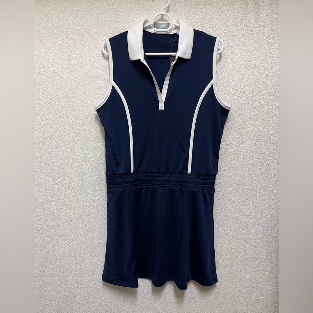 CALLAWAY Women’s Navy Blue Color Block Golf Polo Dress Size M NWT